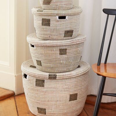 4-piece boho basket set hand-woven