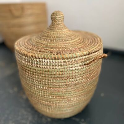 Set of 3 Seagrass baskets woven with baobab - Set of 3 seagrass baskets woven with baobab