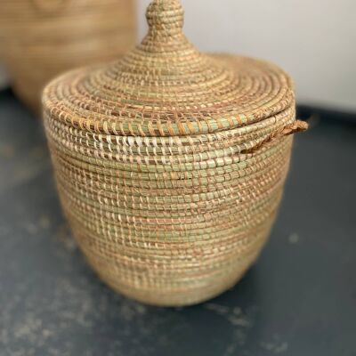 Set of 3 Seagrass baskets woven with baobab - Set of 3 seagrass baskets woven with baobab