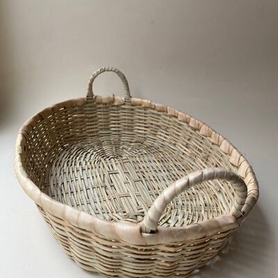 Palm hand woven bread basket with handles - Brotkorb mit Griffen, handgeflochten aus Palm