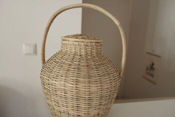 Amphore de panier Boho avec poignée, tissée à la main à partir de palmier - Amphore de panier Boho avec poignée, tissée à la main à partir de palmier 4