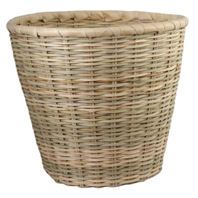 Boho wastepaper basket, hand-woven from palm