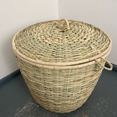 Palm laundry basket, hand woven - Palm laundry basket, hand-woven