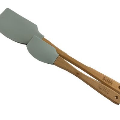 Silicone Spatulas with Wooden Handles - Set of 2