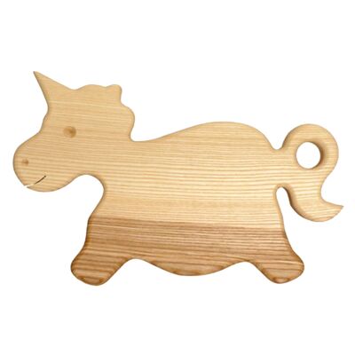 Wooden breakfast board with unicorn animal motif