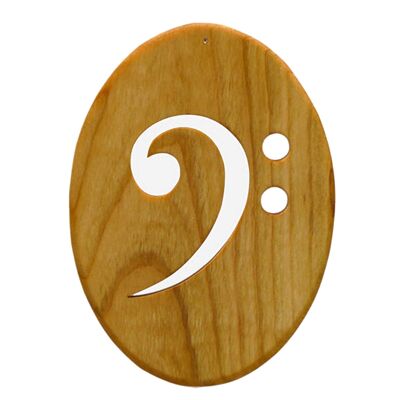 Window decoration made of wood hanging bass clef