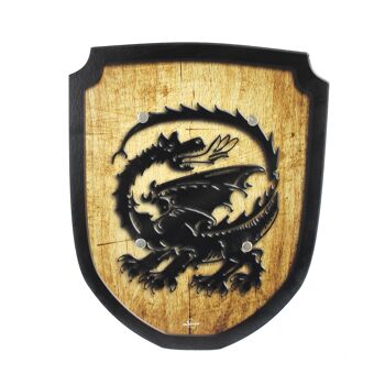 Jouet en bois dragon bouclier héraldique 1