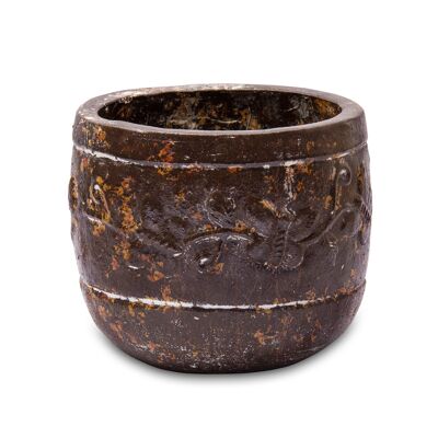Clay flower pot, butterfly