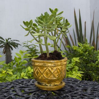 Pot de fleurs mexicain en argile avec assiette Rombos 2
