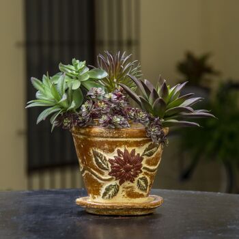 Pot de fleurs mexicain en argile avec assiette Buena 4