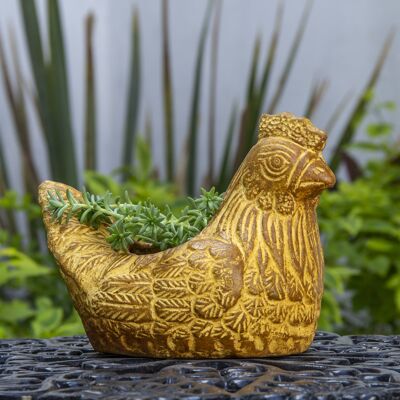 Flower pot made of clay chicken