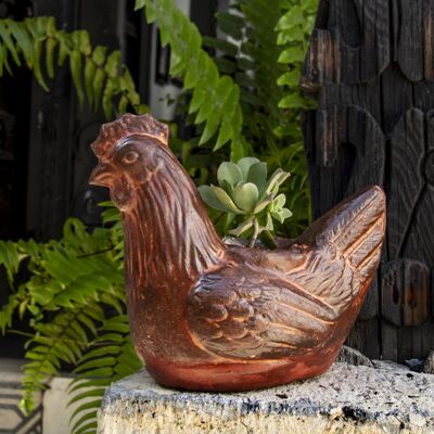 Blumentopf aus Ton Huhn S