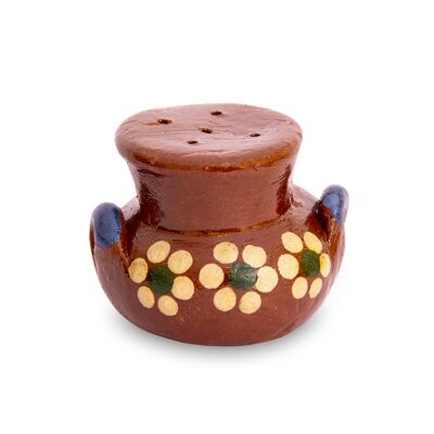 Hand painted clay salt shaker from Mexico