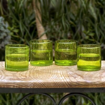 Mouth-blown drinking glasses set of 4 green 350ml