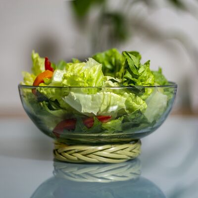 Clear glass bowl made from recycled glass, handmade