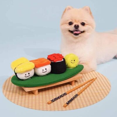 Box of 4 Sushi - Hidden Game Croquettes and Snacks, Interactive Sound Toy for Dog
