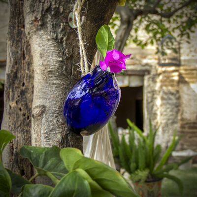 Flower vase to hang up, wall decoration Anfora blue