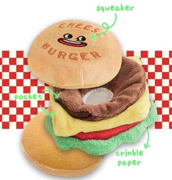 Cheese Burger - Jeu Caché Croquettes et Snacks, Jouet Sonore Interactif pour Chien 4