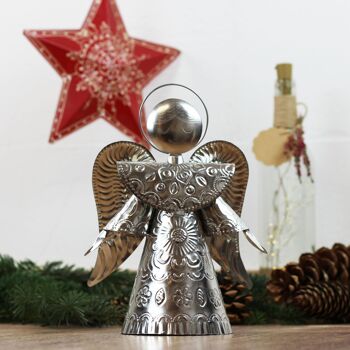 Ange argenté 25cm, ange gardien, décoration de Noël 2