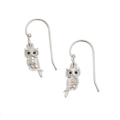 Beautiful AB CZ Crystal Owl Earrings