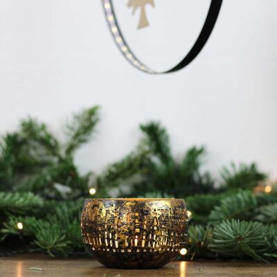 Tealight bowl bronze/golden M, Christmas decoration