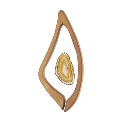 Window decoration made of wood harp natural with healing stone