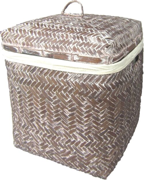 Bamboo half laundry baskets in greywash set of 2