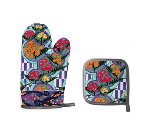Kitchen Mittens Set (Abstract Flowers)