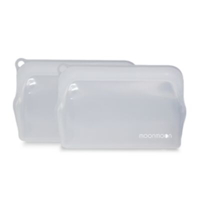 Bolsas de silicona reutilizables para alimentos | Juego de 2 bolsas transparentes para congelador pequeñas (330 ml)