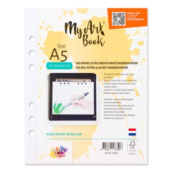 Présentoir de départ MyArt®Book A5 avec 4 classeurs à anneaux couleur et 14 types de papier 14