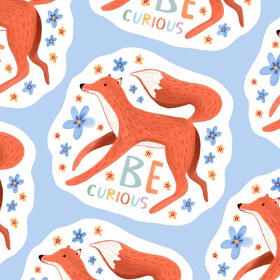 Be Curious Fox Pegatina impermeable