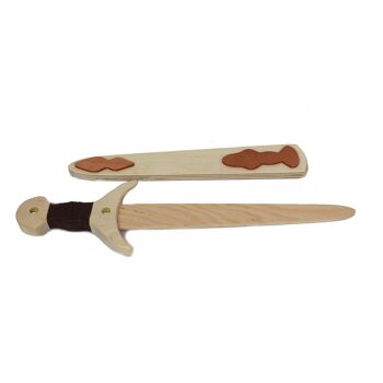 Épée en bois avec couvercle en bois clair, jouet 1