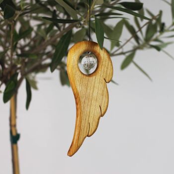 Ailes d'ange en bois avec décoration de fenêtre en cristal 2