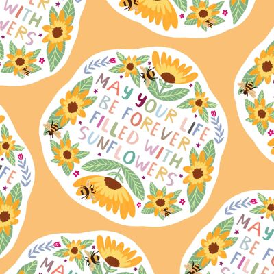 Sunflower Life Waterproof Sticker
