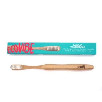 Cepillo de dientes de bambú natural EcoVibe con cerdas medianas