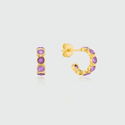 Ortigia Mini Amethyst & Gold Vermeil Hoop Earrings