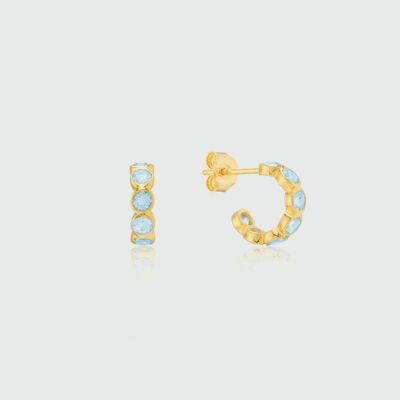 Ortigia Mini Blue Topaz & Gold Vermeil Hoop Earrings