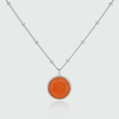 Barcelona Silver July Carnelian Birthstone Necklace