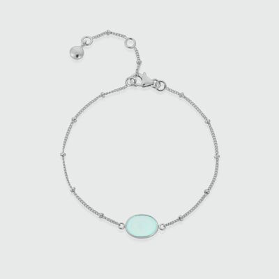 Pollara Aqua Chalcedony & Sterling Silver Beaded Bracelet