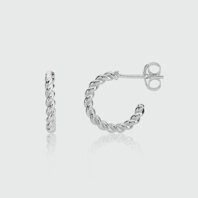 Alhambra Mini Piccolo Twisted Sterling Silver Hoop Earrings