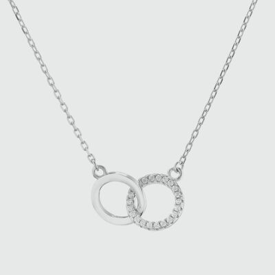 Hagia Sterling Silver & Cubic Zirconia Interlinking Circle Necklace