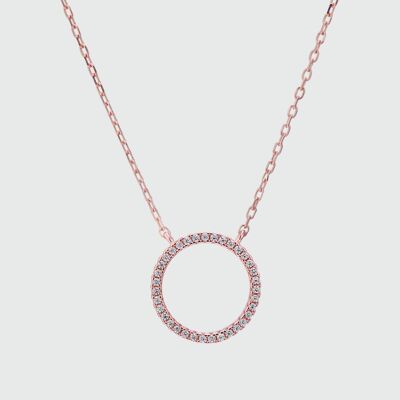 Chora Mini Circle Rose Gold & Cubic Zirconia Necklace