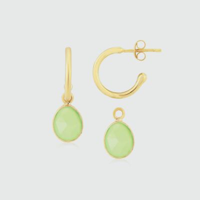 Manhattan Gold & Green Chalcedony Interchangeable Gemstone Earrings