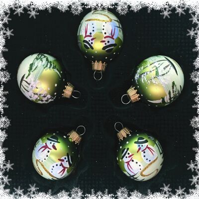Set di palline pupazzo di neve verde 4cm