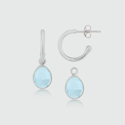 Manhattan Silver & Blue Topaz Interchangeable Gemstone Earrings