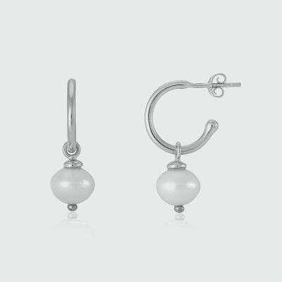 Manhattan Silver & Freshwater Pearl Interchangeable Hoop Earrings
