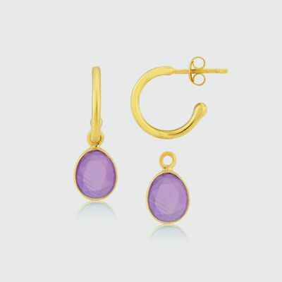 Manhattan Gold & Amethyst Interchangeable Gemstone Earrings