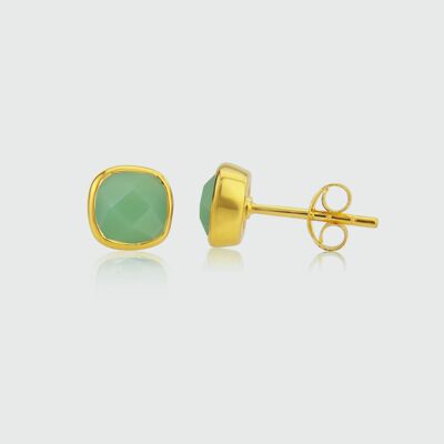 Brooklyn Chrysoprase & Gold Vermeil Cushion Stud Earrings