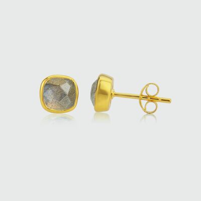Brooklyn Labradorite & Gold Vermeil Cushion Stud Earrings