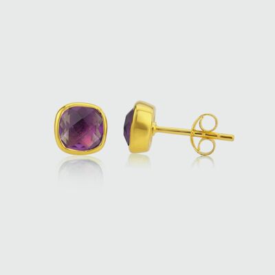 Brooklyn Amethyst & Gold Vermeil Cushion Stud Earrings